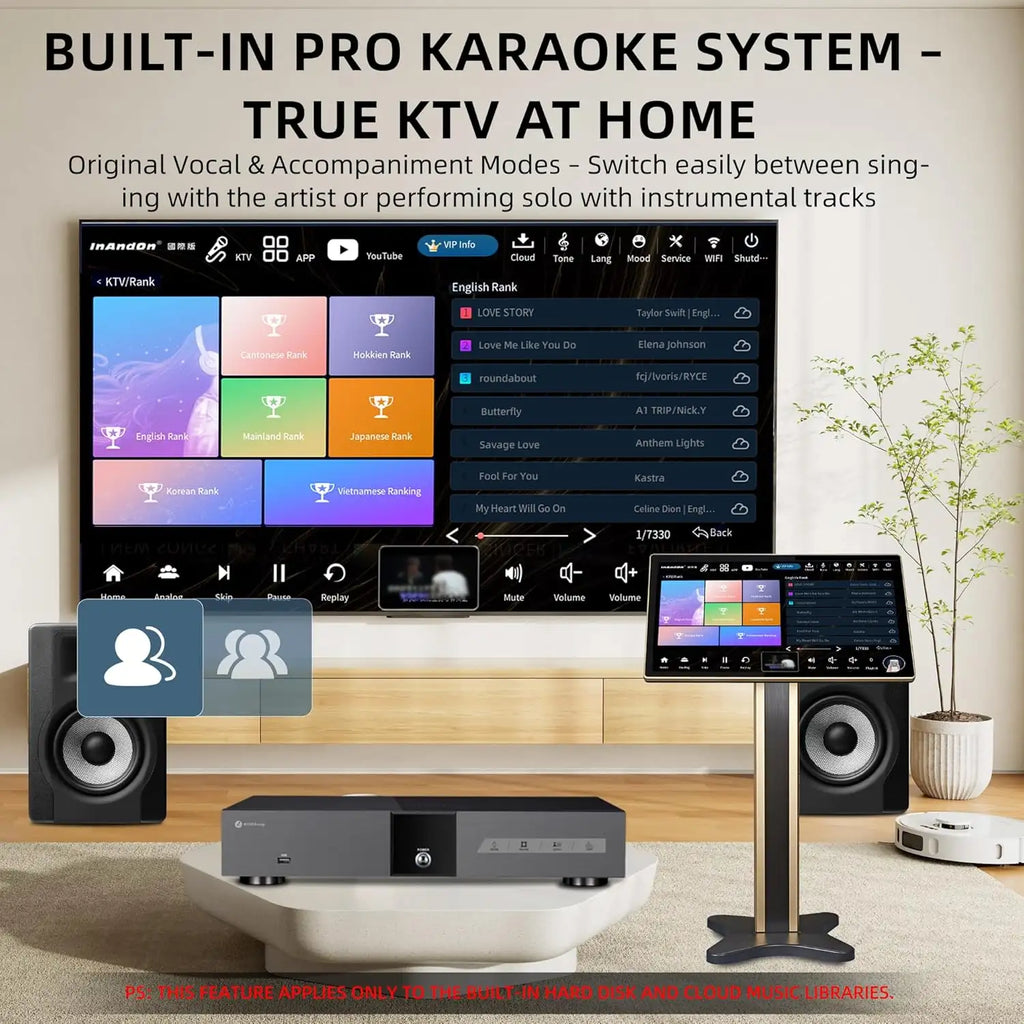 InAndOn KV-V5 MAX Karaoke Machine Split-Type Player + 21.5" Touch Screen