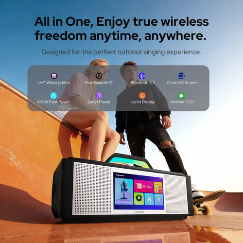 InAndOn X5: 480W Outdoor Portable Karaoke System (8 inch Screen)